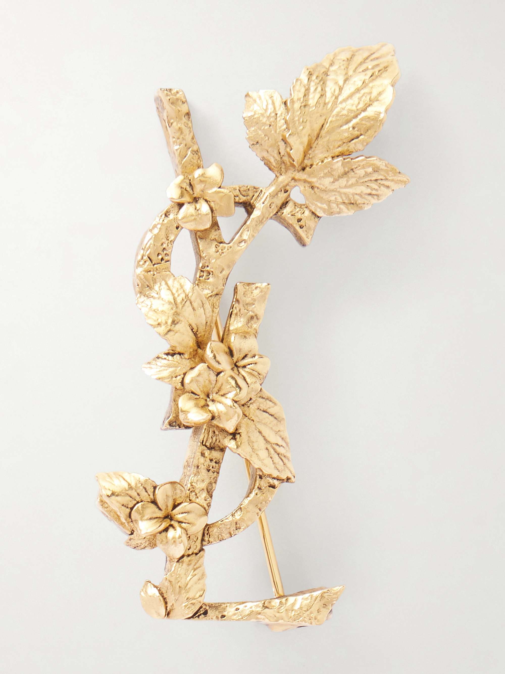 SAINT LAURENT Cassandre gold-tone brooch