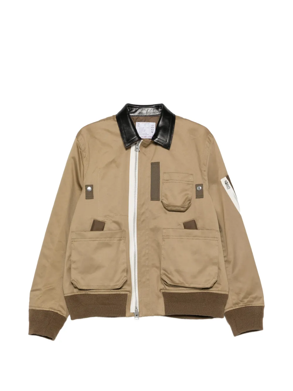 Sacai Leather-collar Zip-up Jacket
