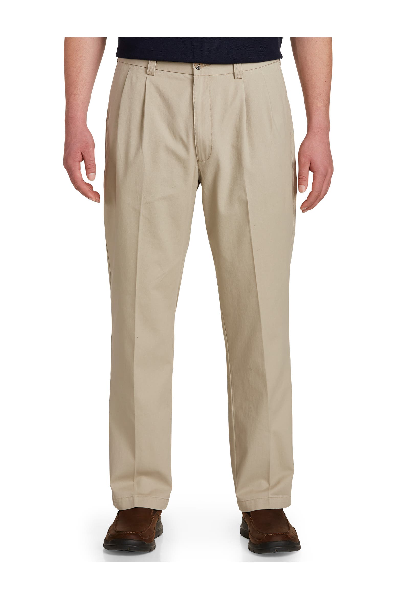 Harbor Bay by DXL Big & Tall Waist-relaxer Pleated Twill Pants