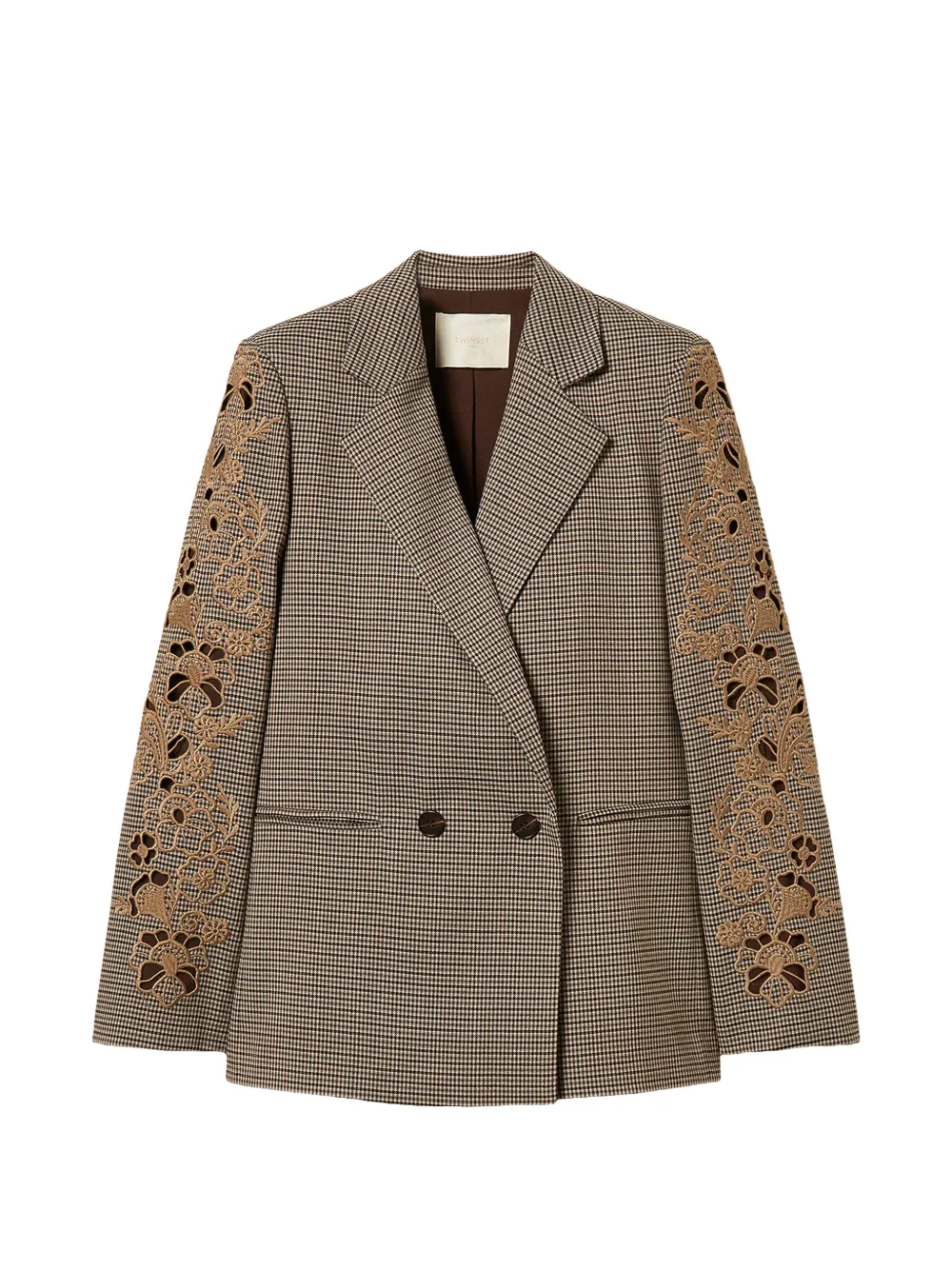 TWINSET Houndstooth Blazer with Embroidery