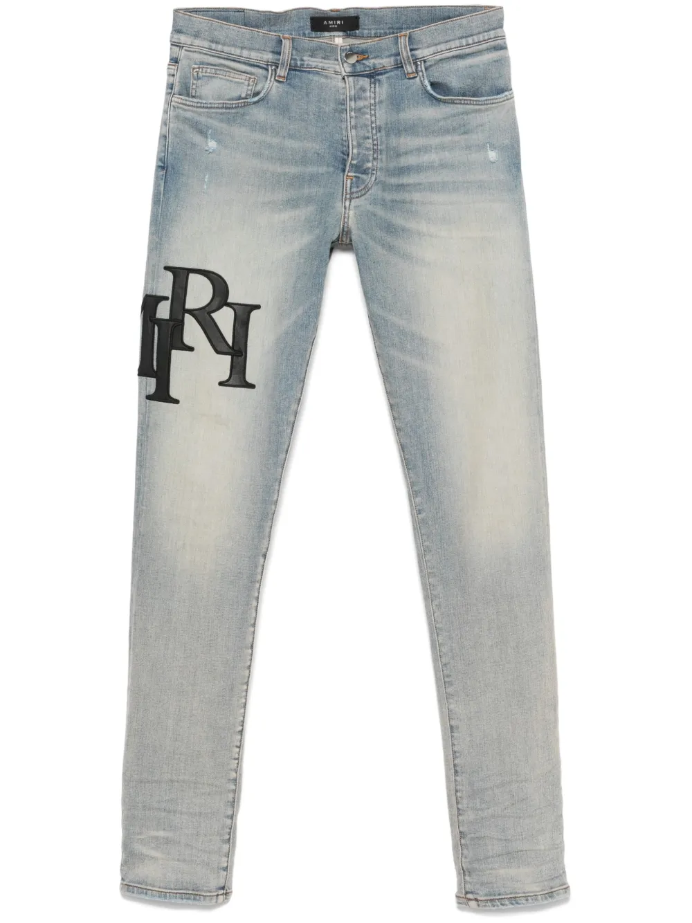 AMIRI Staggered Logo Skinny Jeans - Black Red