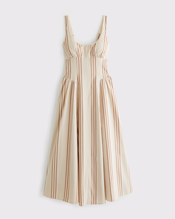 Abercrombie & Fitch Beige and Brown Stripe Midi Dress — Scoop