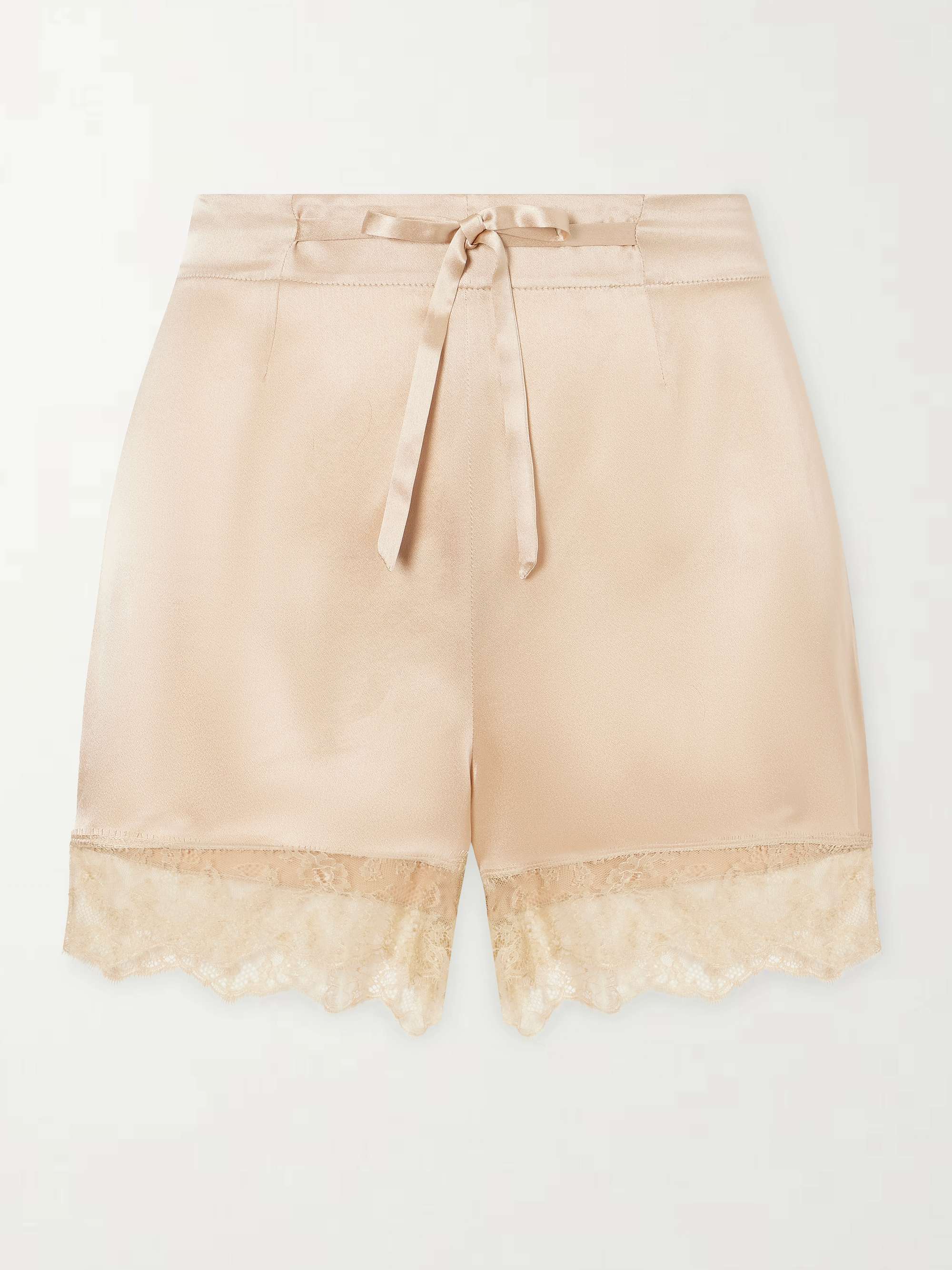 CARINE GILSON Lace-trimmed Silk-satin Shorts