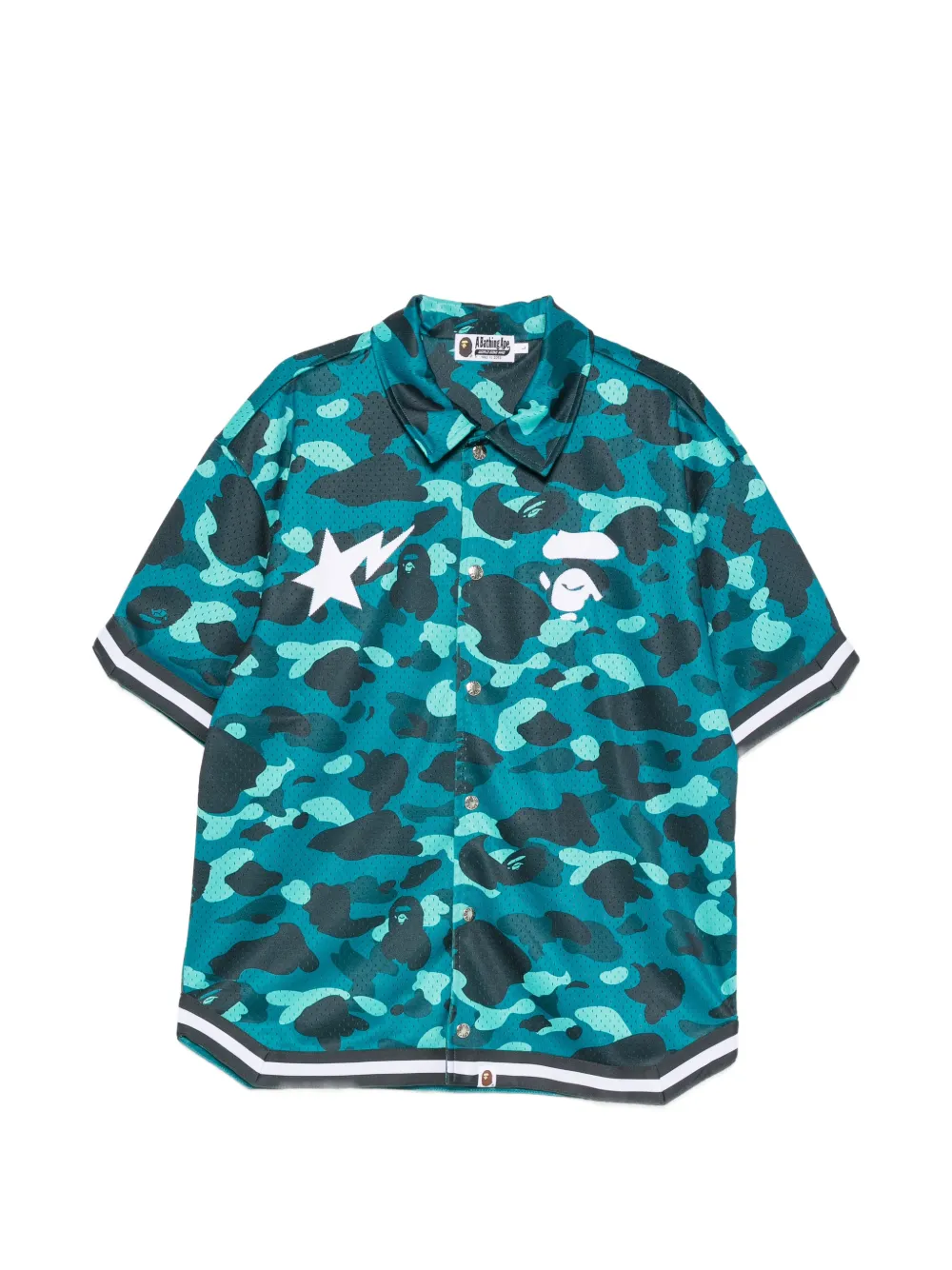 A BATHING Ape® Camo-print Logo-patch Shirt