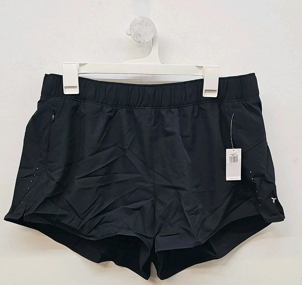 Old Navy Black Running Shorts — Elastic Waistband, Side Zip Pocket