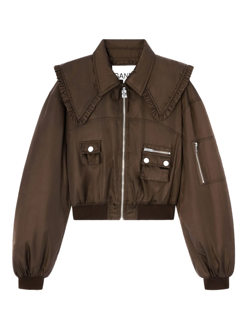 GANNI ruffled-detail bomber jacket