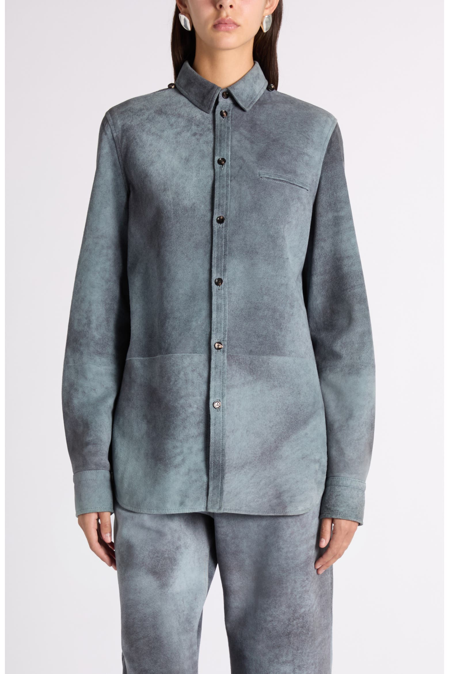 Bottega Veneta Cloudy Suede Button-up Shirt