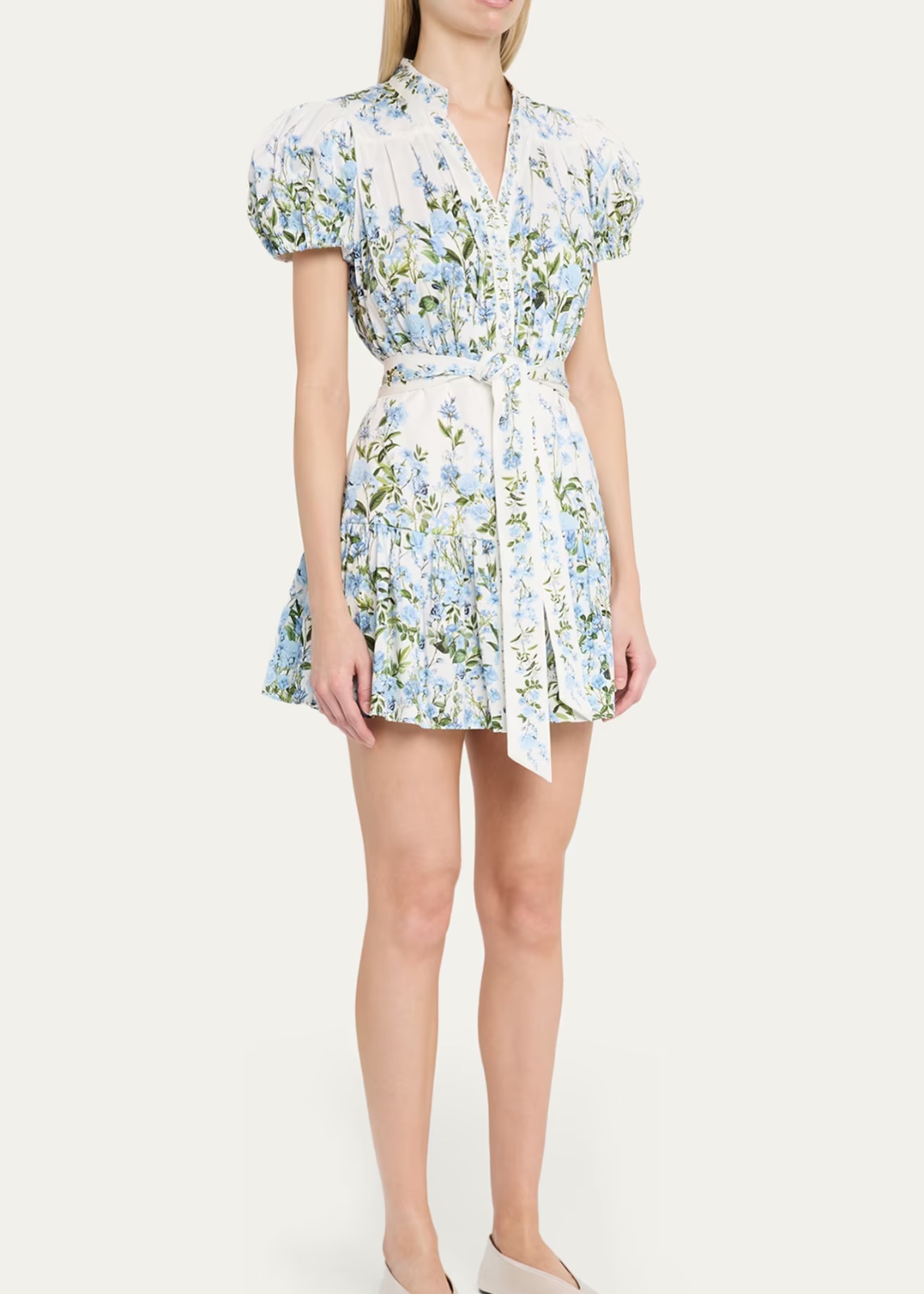 Cora Short Sleeve Tiered Mini Shirtdress
