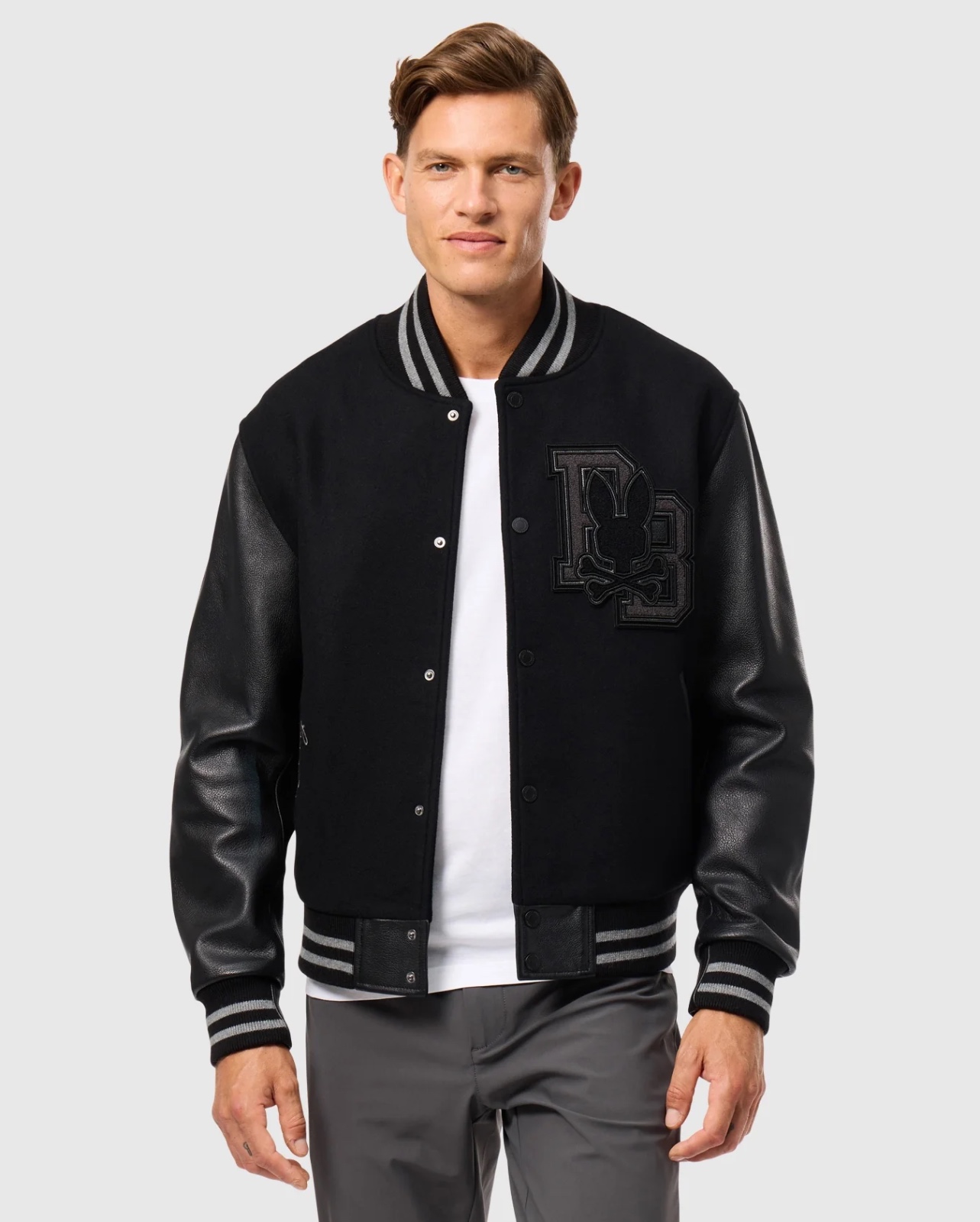 Wool Blend Varsity Bomber Jacket