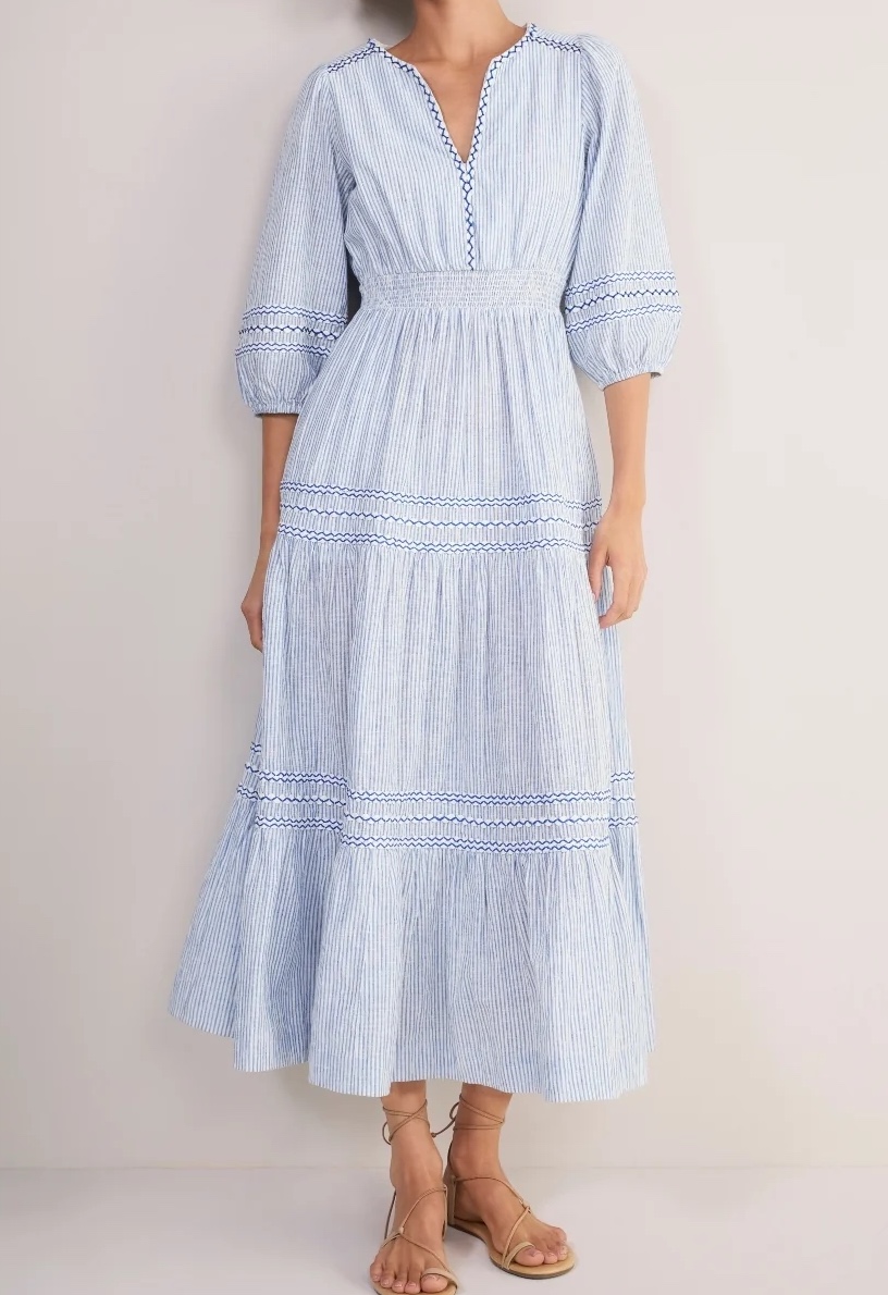 Georgina Dress - Blue/ivory Stripe