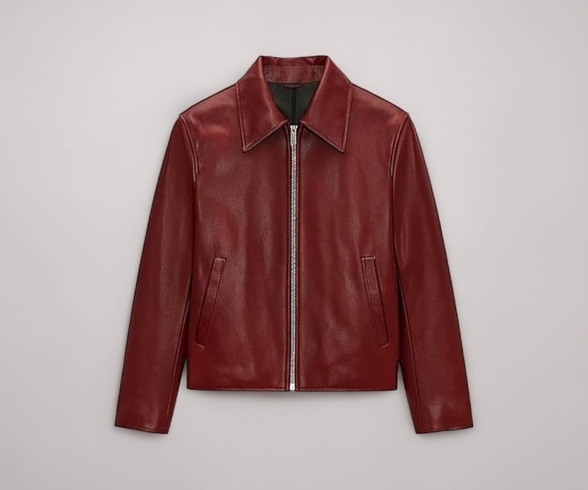Gigavibe Men's Black Leather Crop Jacket, Collared Zip-up, Regular