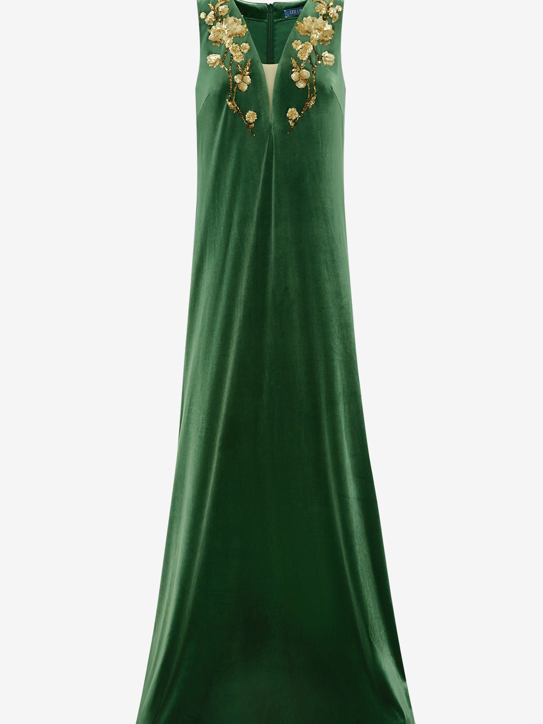 Agathy Velvet Embellished Gown - Forest