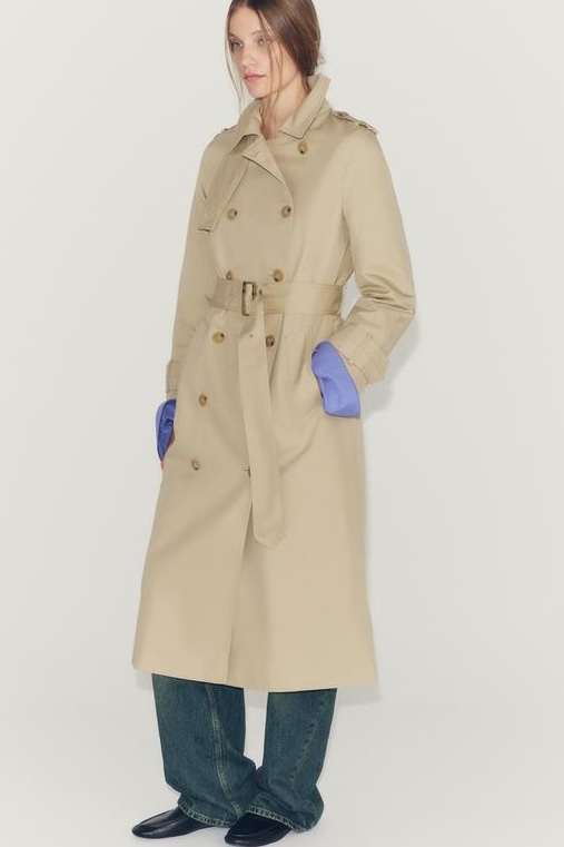 Zw Collection Water Repellent Trench Coat with Belt