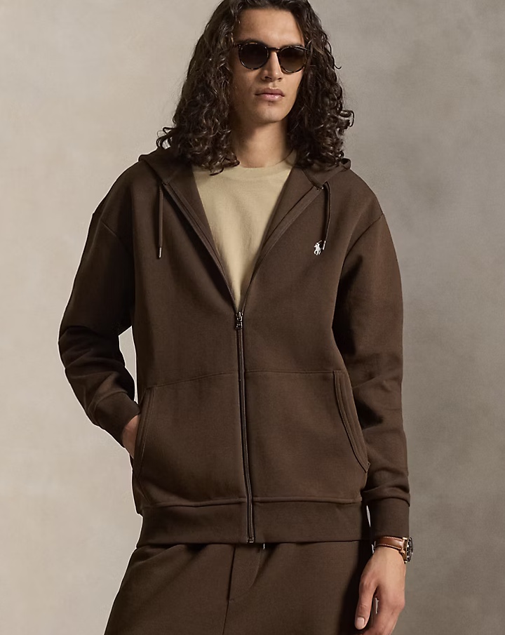 Dubbelstickad Hoodie Med Hel Dragkedja