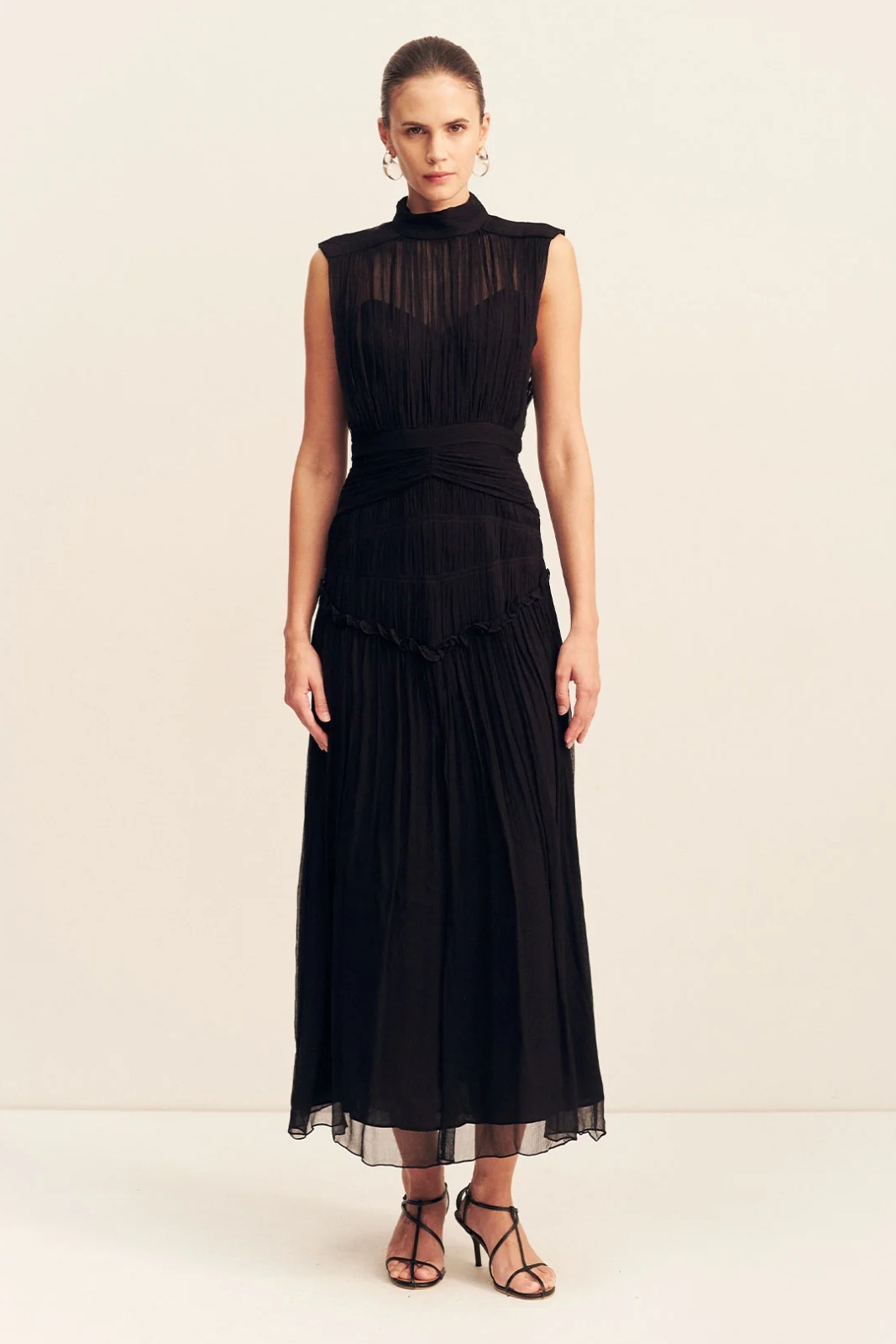 Clemence High Neck Midi Dress | Black | Dresses | Shona Joy