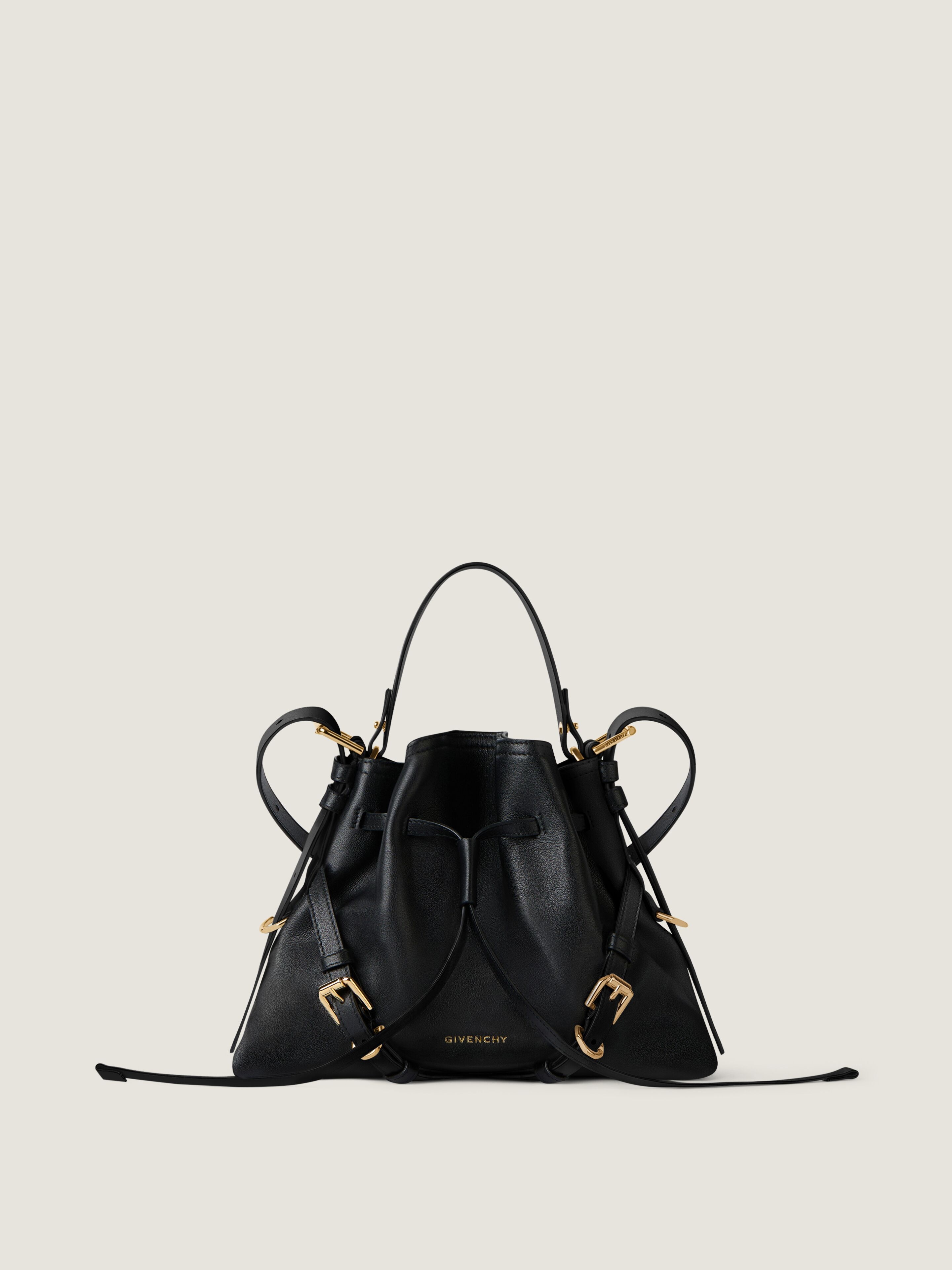 URL Scan Small Voyou Bucket Bag in Shiny Leather