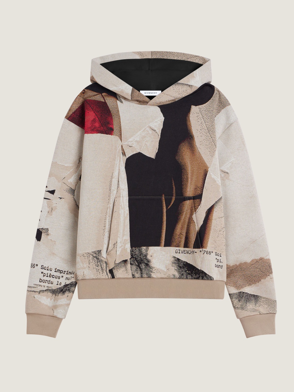 Couture Seam Hoodie with Ripped Papers Jacquard