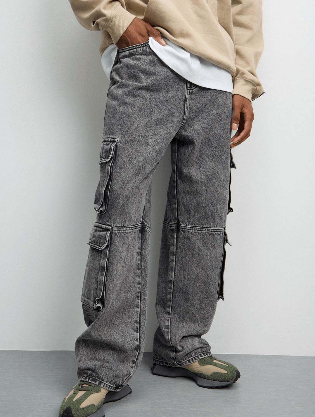 Redbat Men's Baggy Utility Black Jeans