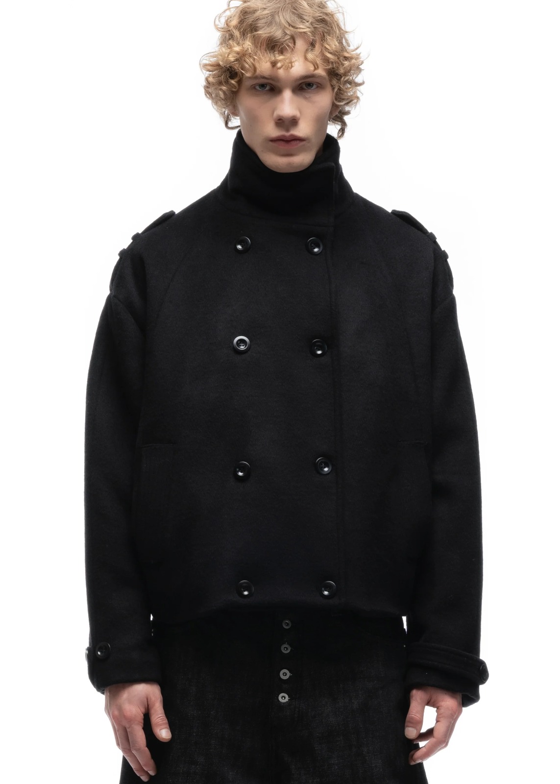 BUTTON UP MARINE JACKET BLACK