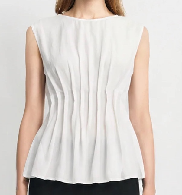 Giulietta Pintuck Top | White Sleeveless Spring Style