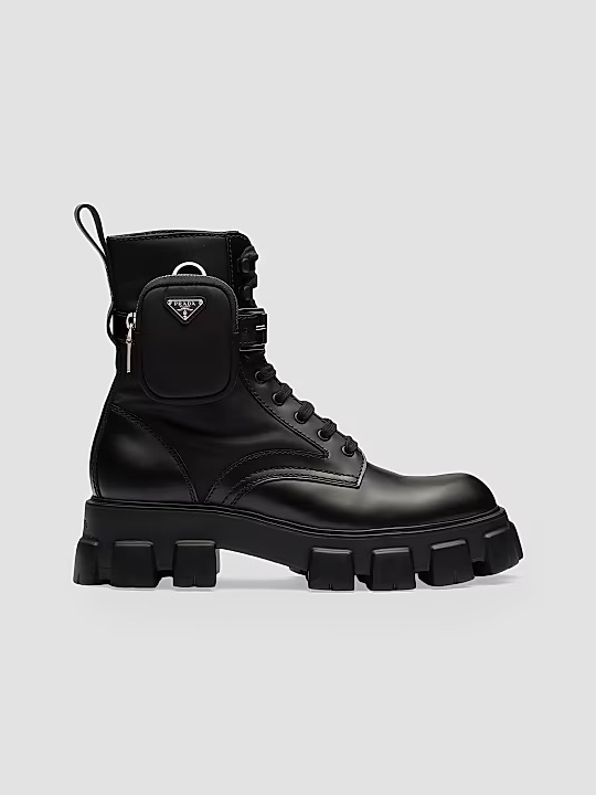 Monolith Brushed Leather and re Nylon Boots with Pouch