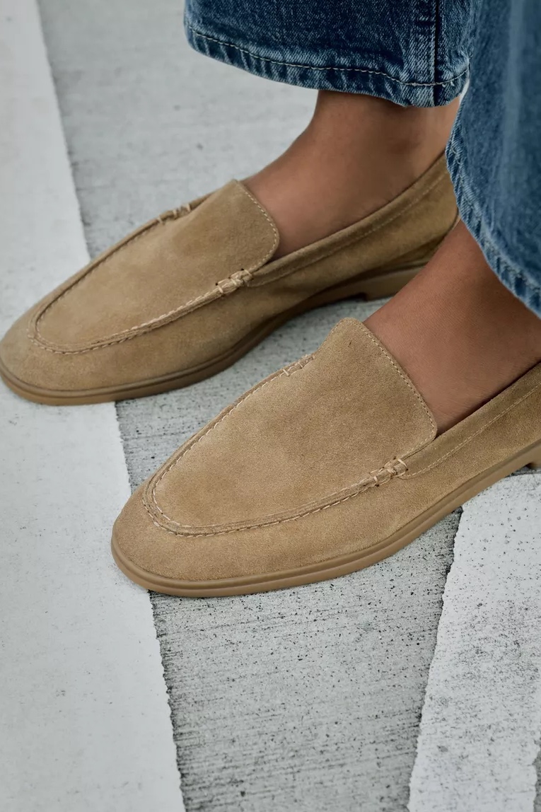 Flat Split Suede Loafers