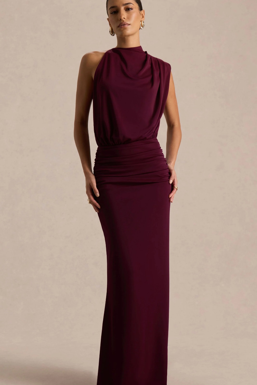 Umaira | Burgundy High-neck Maxi Dress