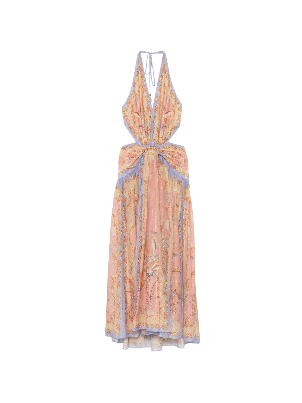 ZIMMERMANN Indra Plunge Halter Maxi Dress | Neutrals | FARFETCH AU