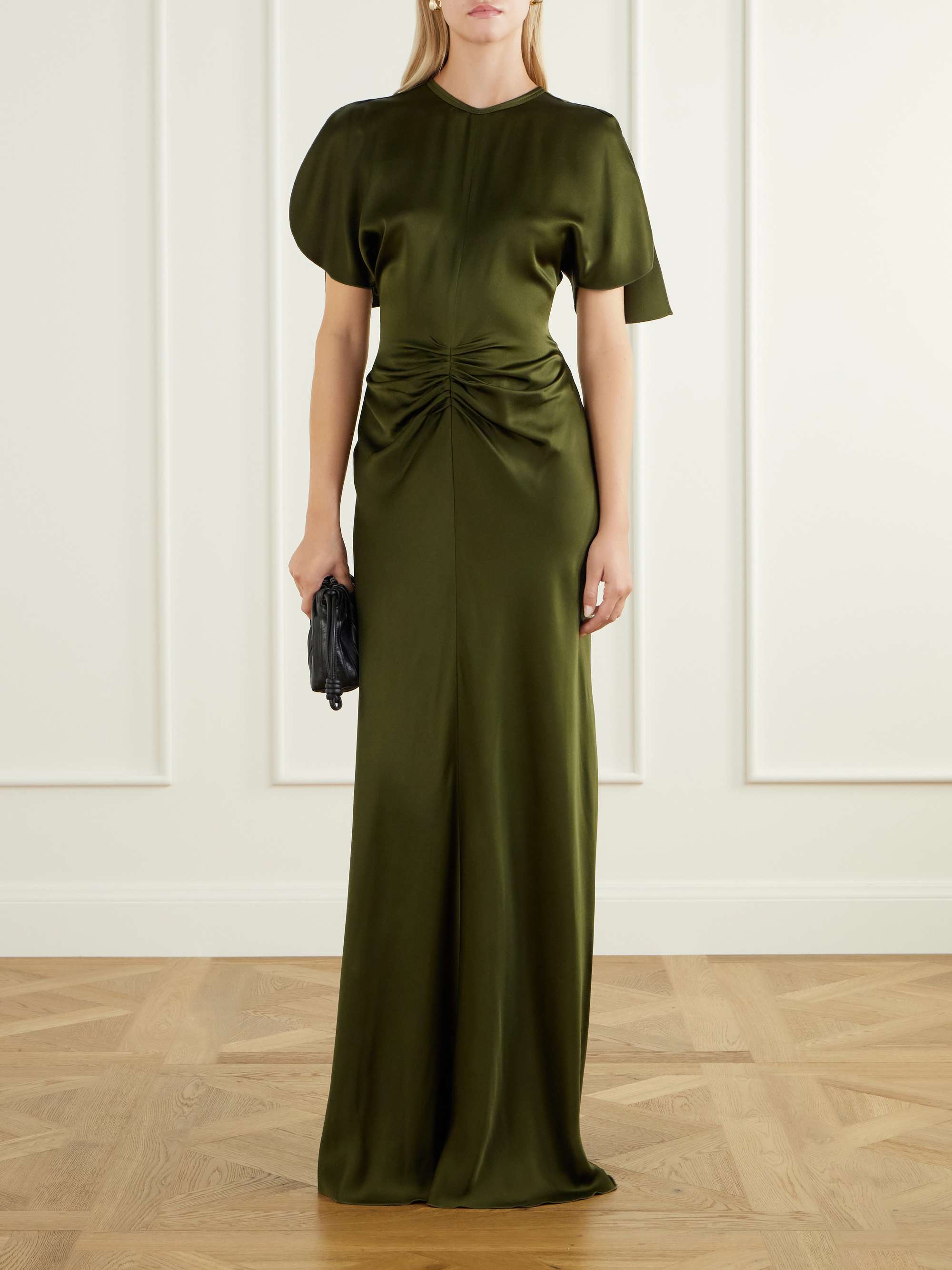 Isabella Gathered Crepe Satin Gown