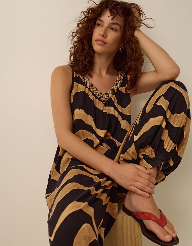Zahara Sleeveless Print Jumpsuit Black