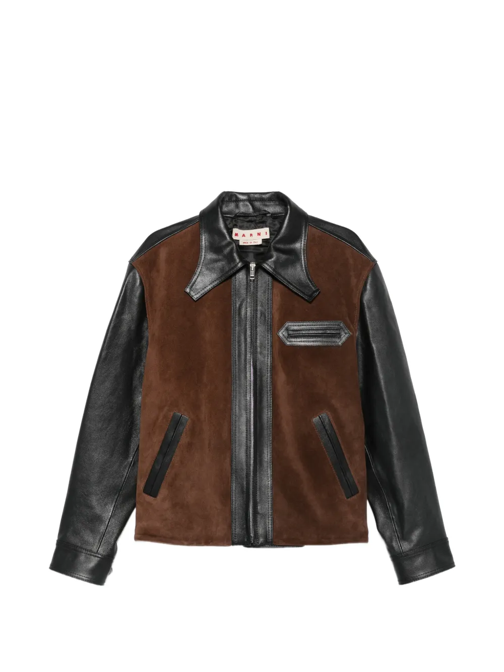 Marni Panelled Zipped Leather Jacket | Black | FARFETCH UK