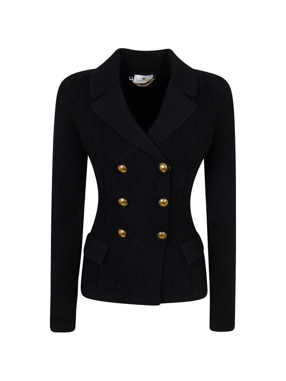 Elisabetta Franchi Knit Jacket with Jewel Buttons | Black | FARFETCH