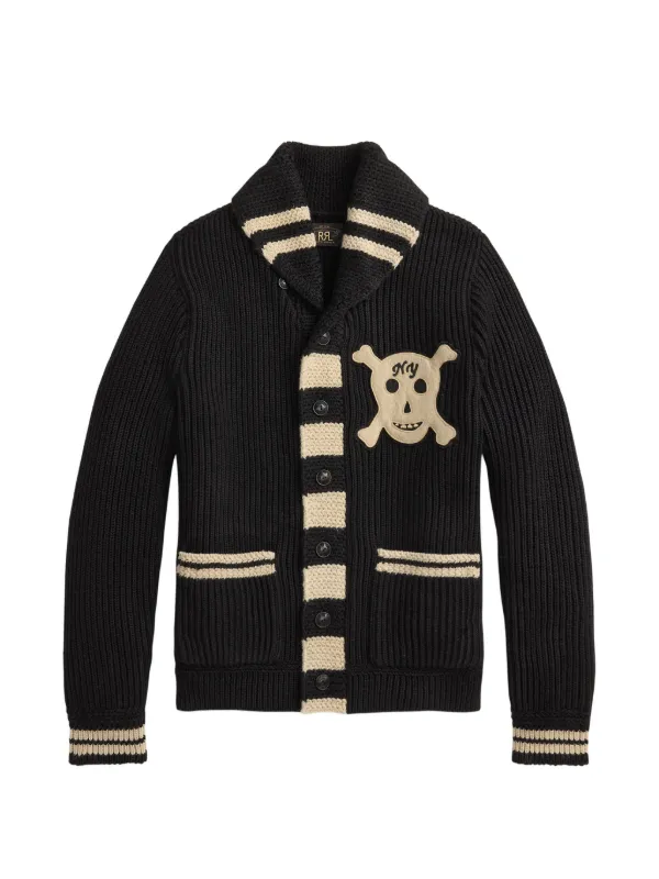 Skull Patch Wool Shawl Cardigan
