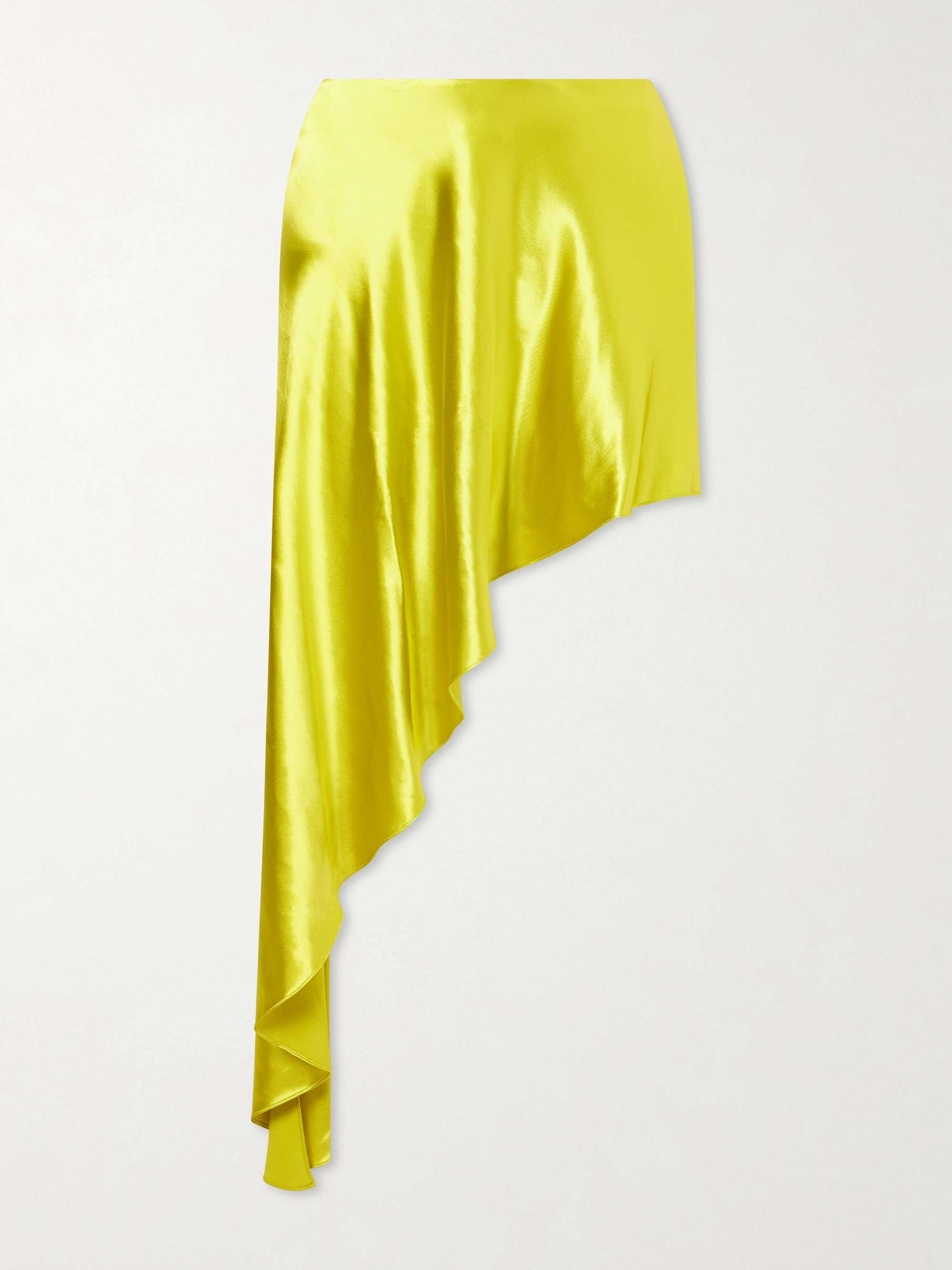 Asymmetric Satin Midi Skirt