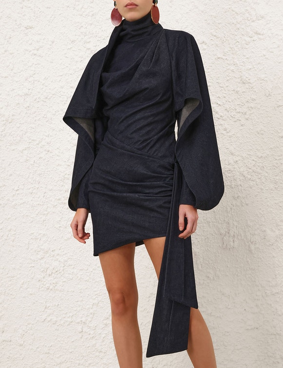 Valiant Draped Denim Mini Night Sky