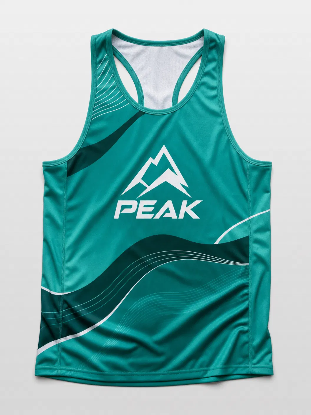 綠色PEAK田徑背心 - 山嶽波浪圖案跑步衫訂造