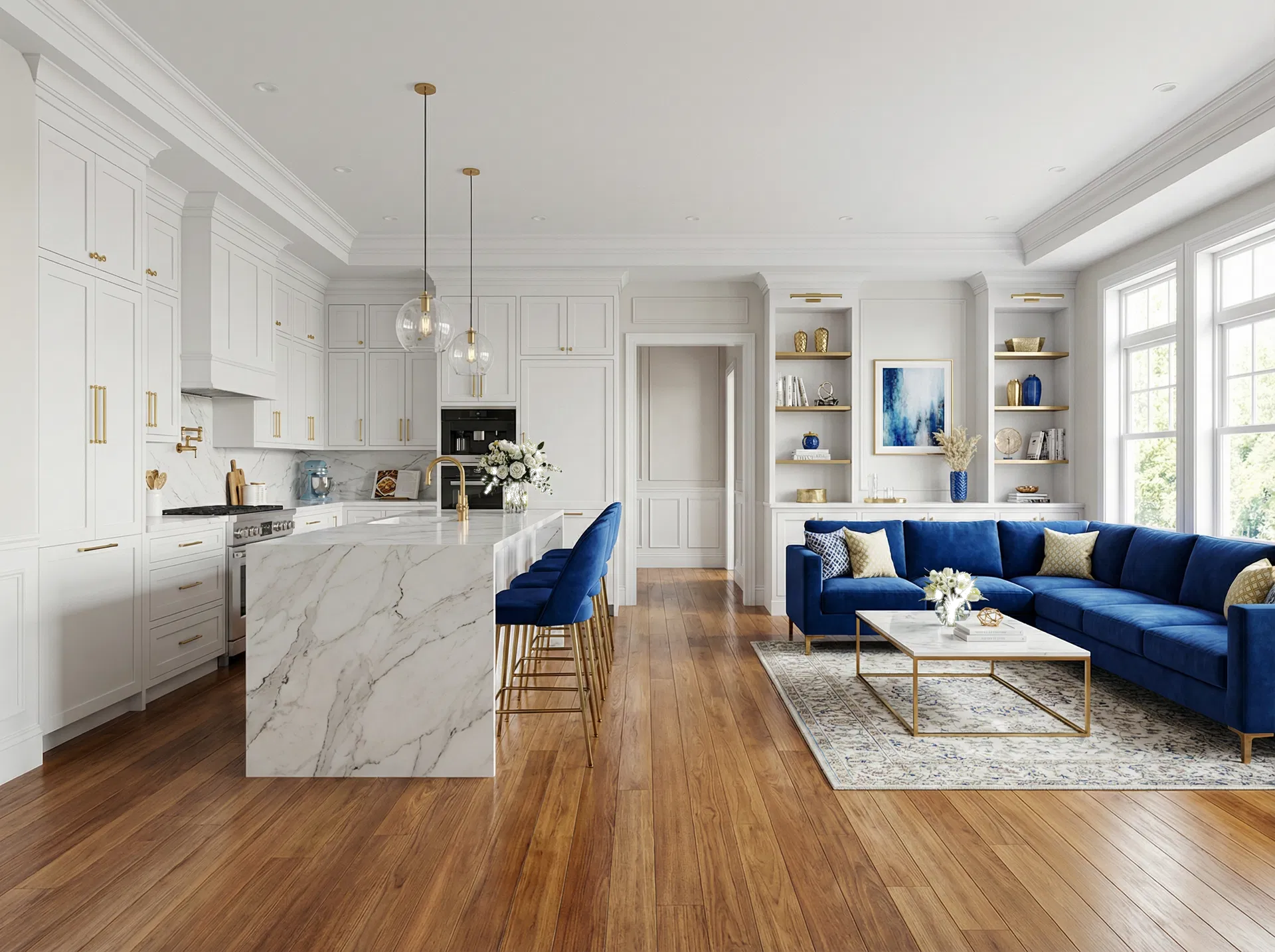 Finished interior with warm, refined design