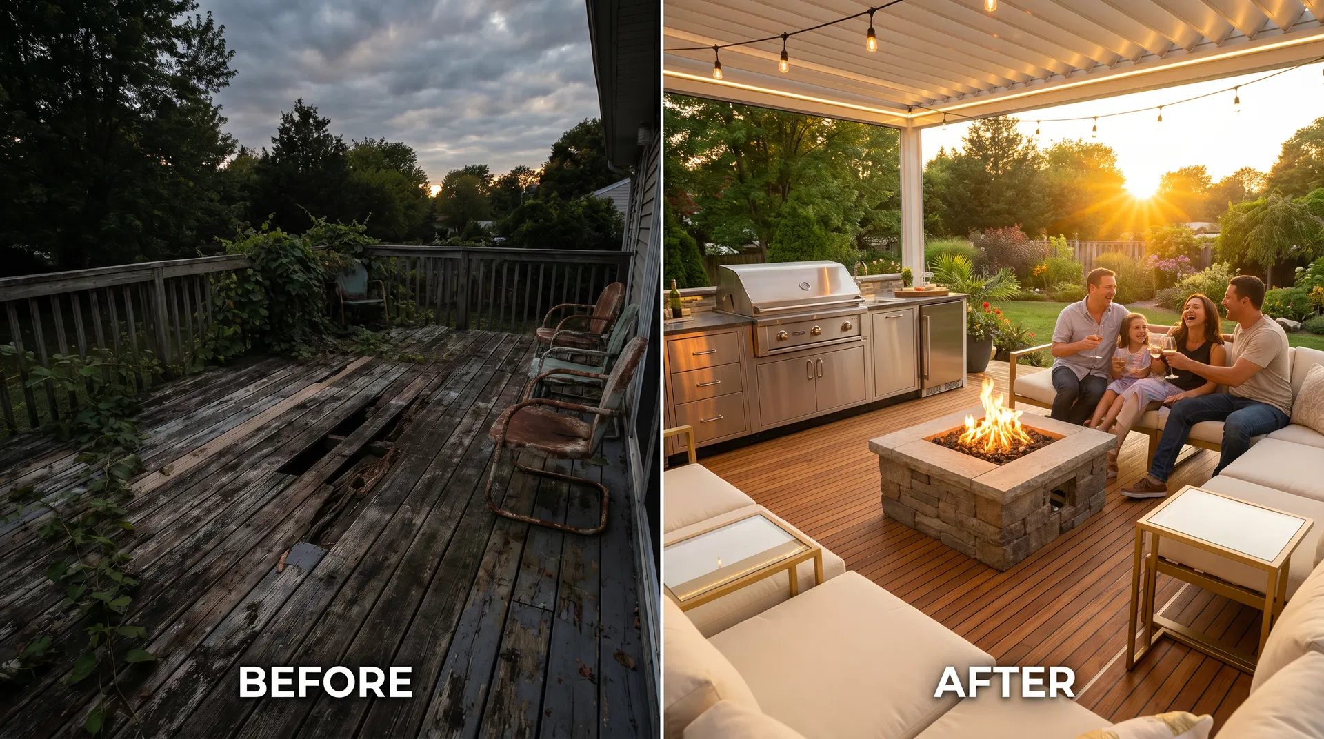Before and after deck transformation