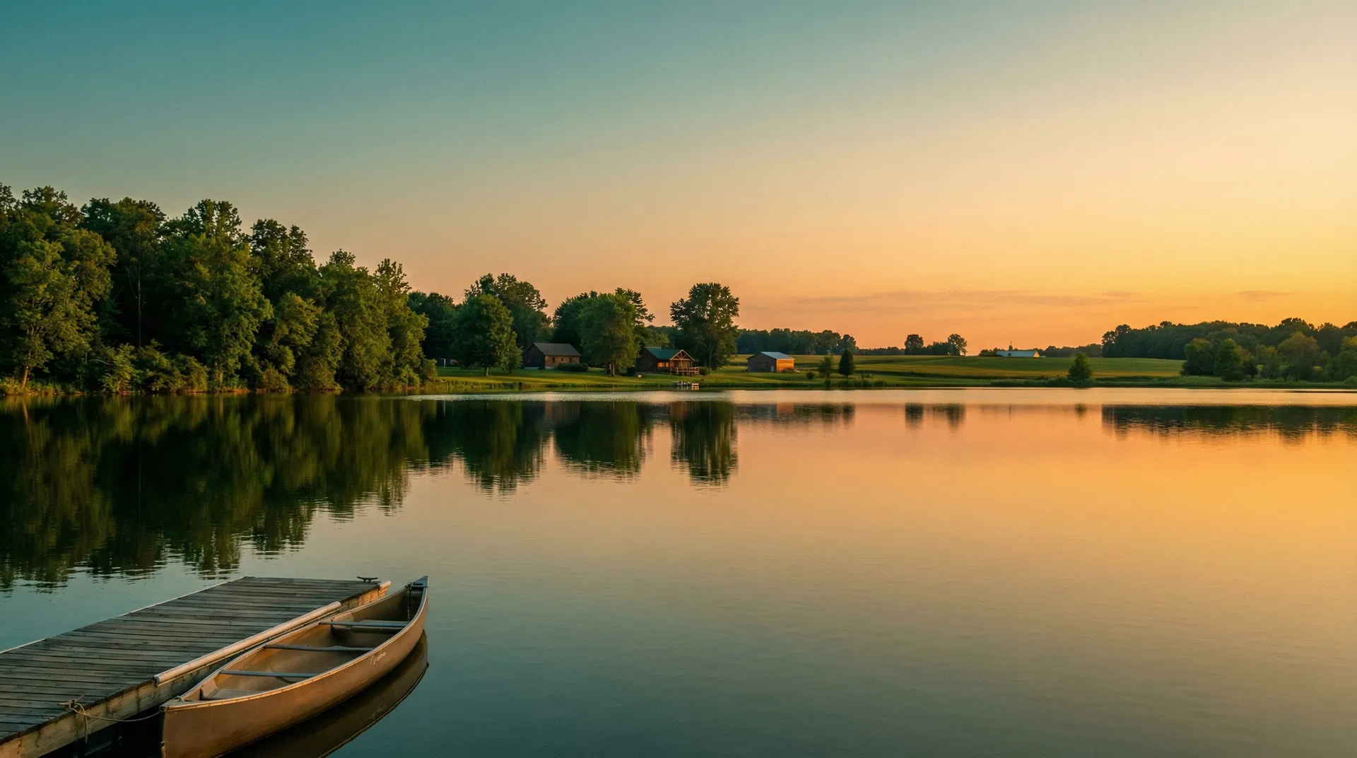 Indiana lake at golden hour