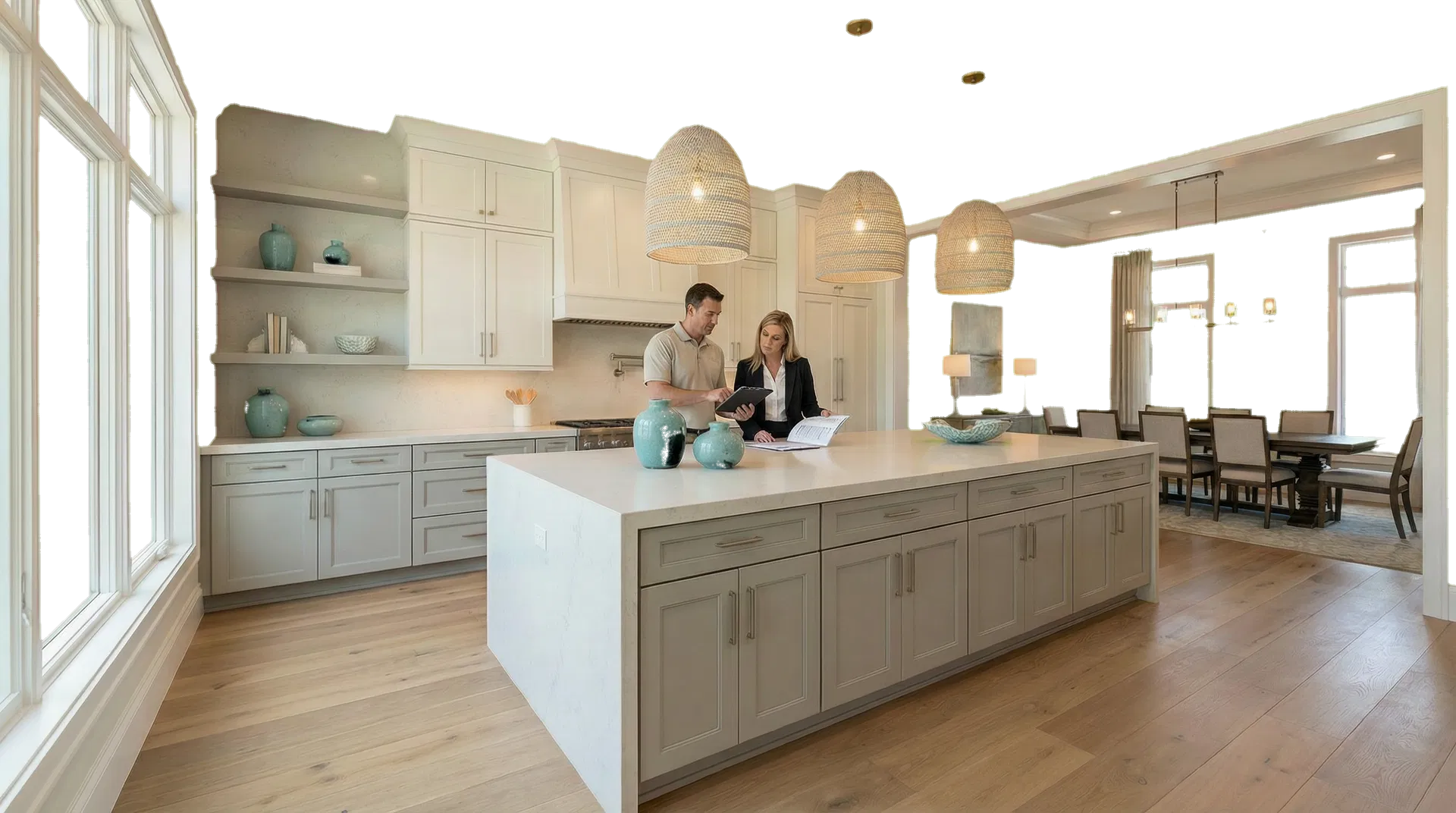 Contractor and realtor collaboration inside a renovated home