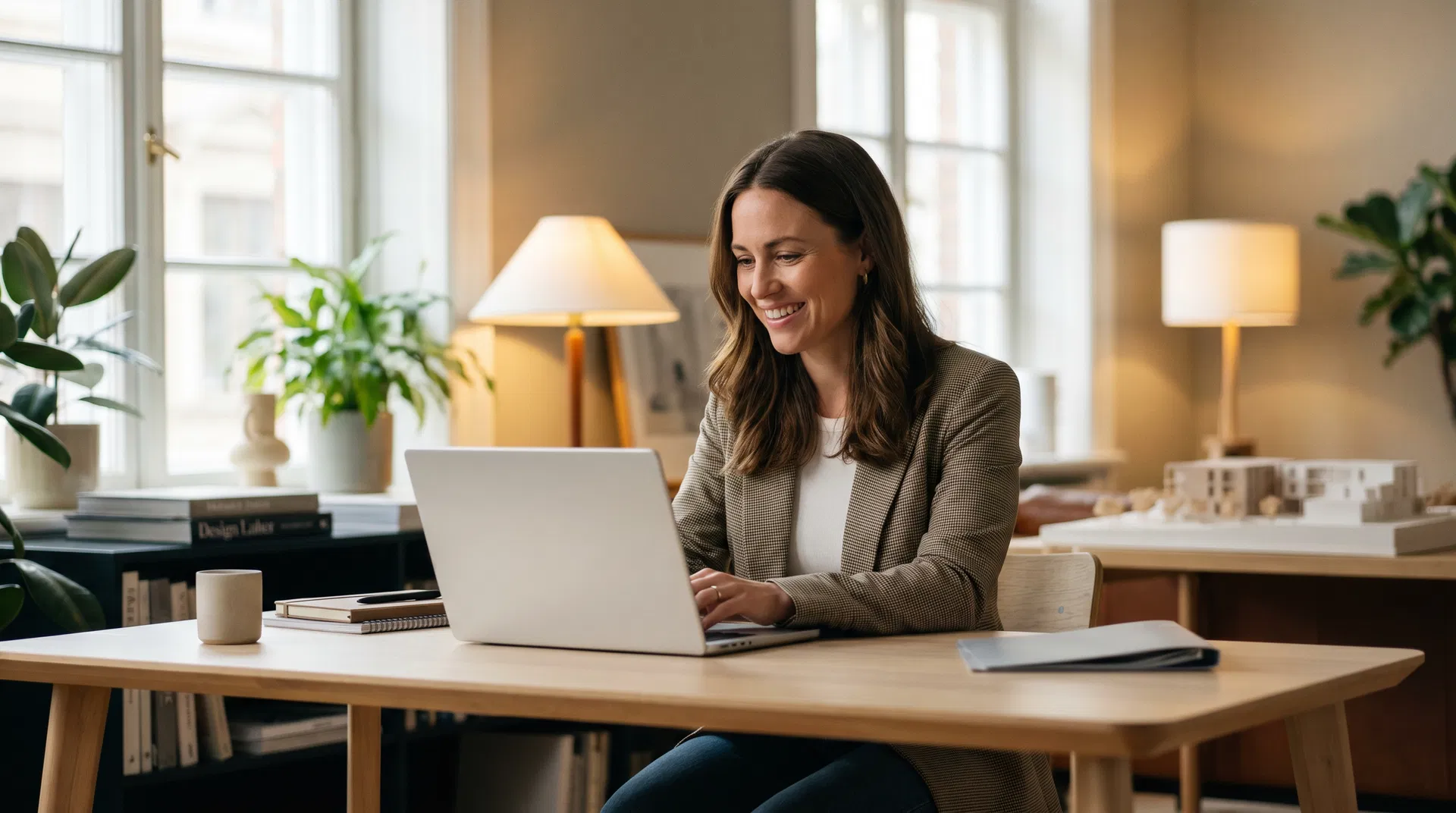 Service business owner using scheduling app