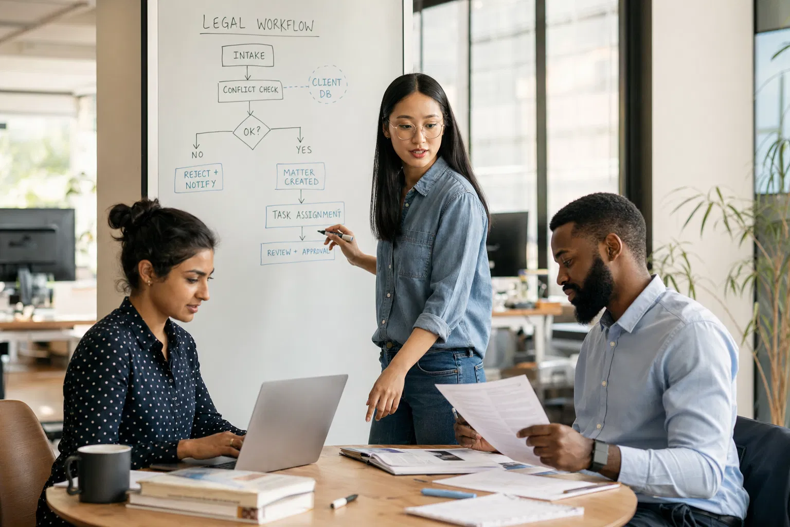 The ClaimCue team working on legal automation workflows