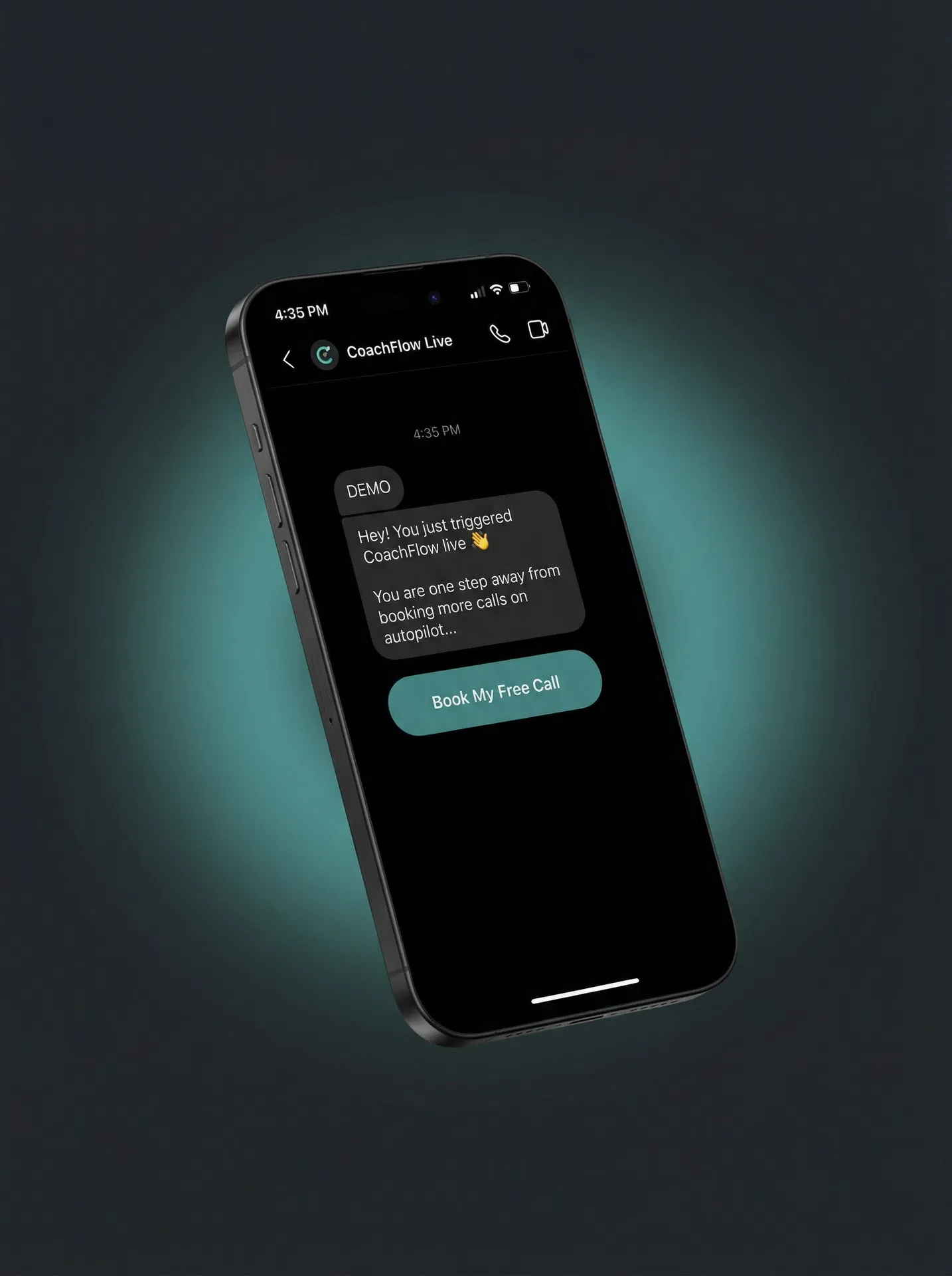 CoachFlow DM automation demo on iPhone
