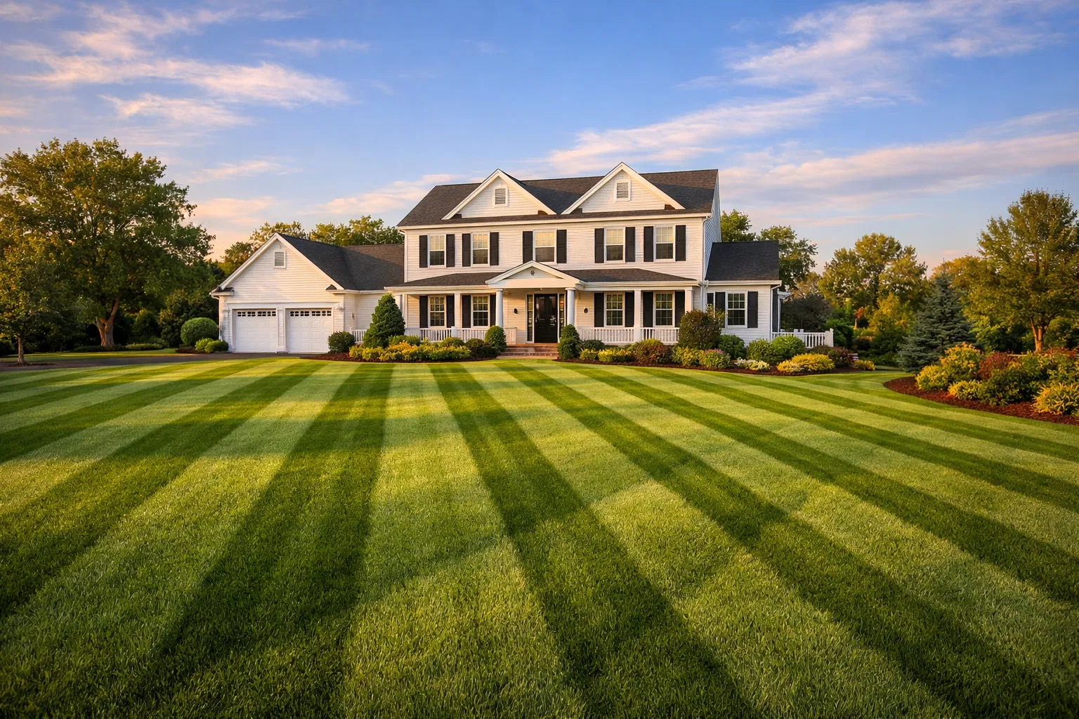 Perfect lawn with stripe pattern