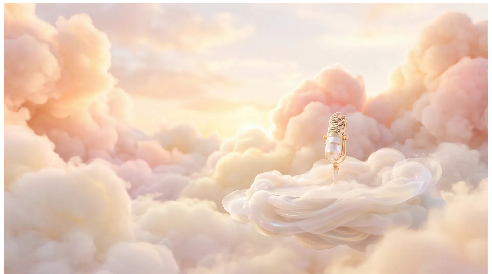 Dreamy cloudscape with a floating microphone