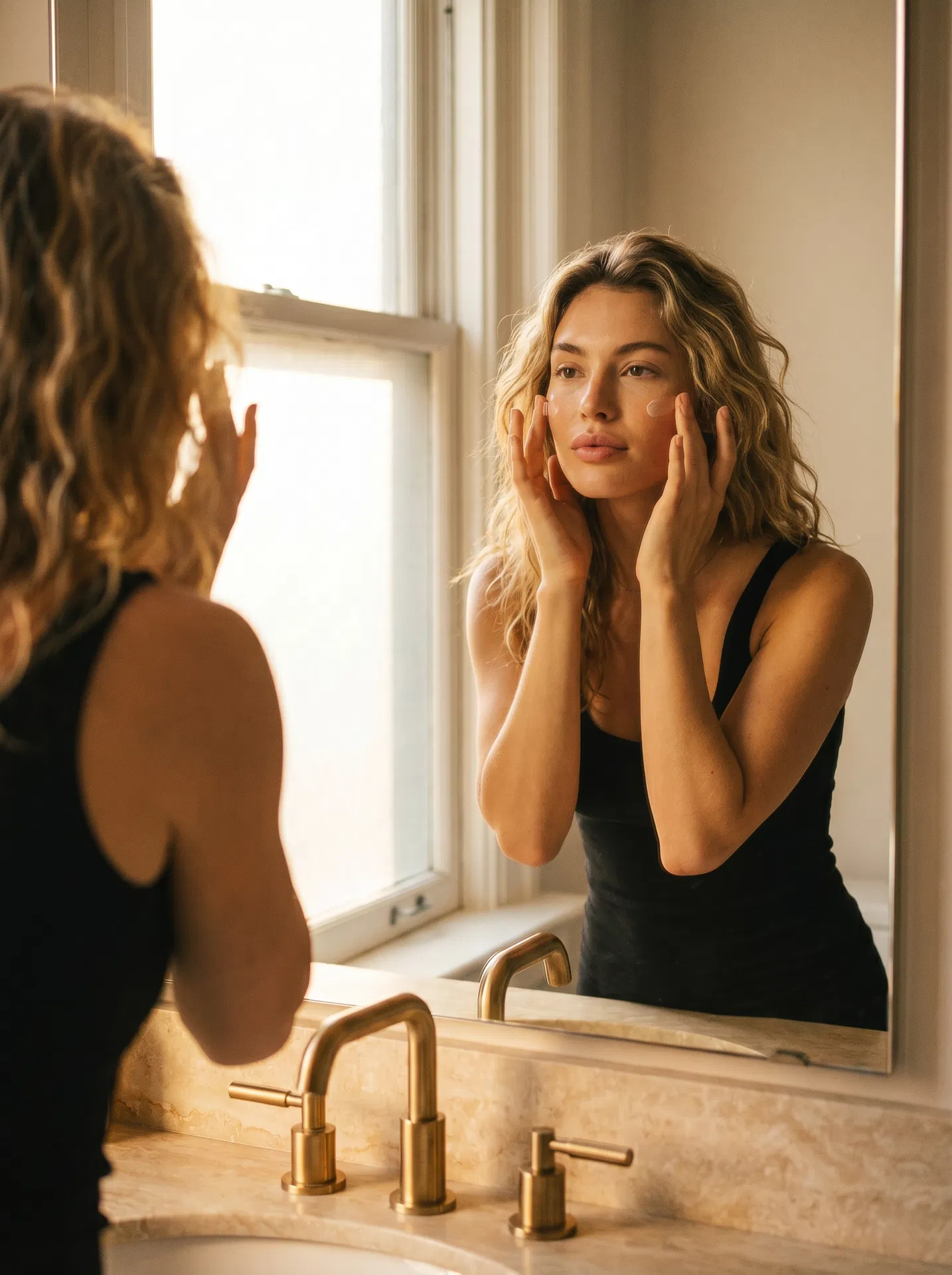 Three friends against the New York City skyline at dusk — OH FACE Cosmetics