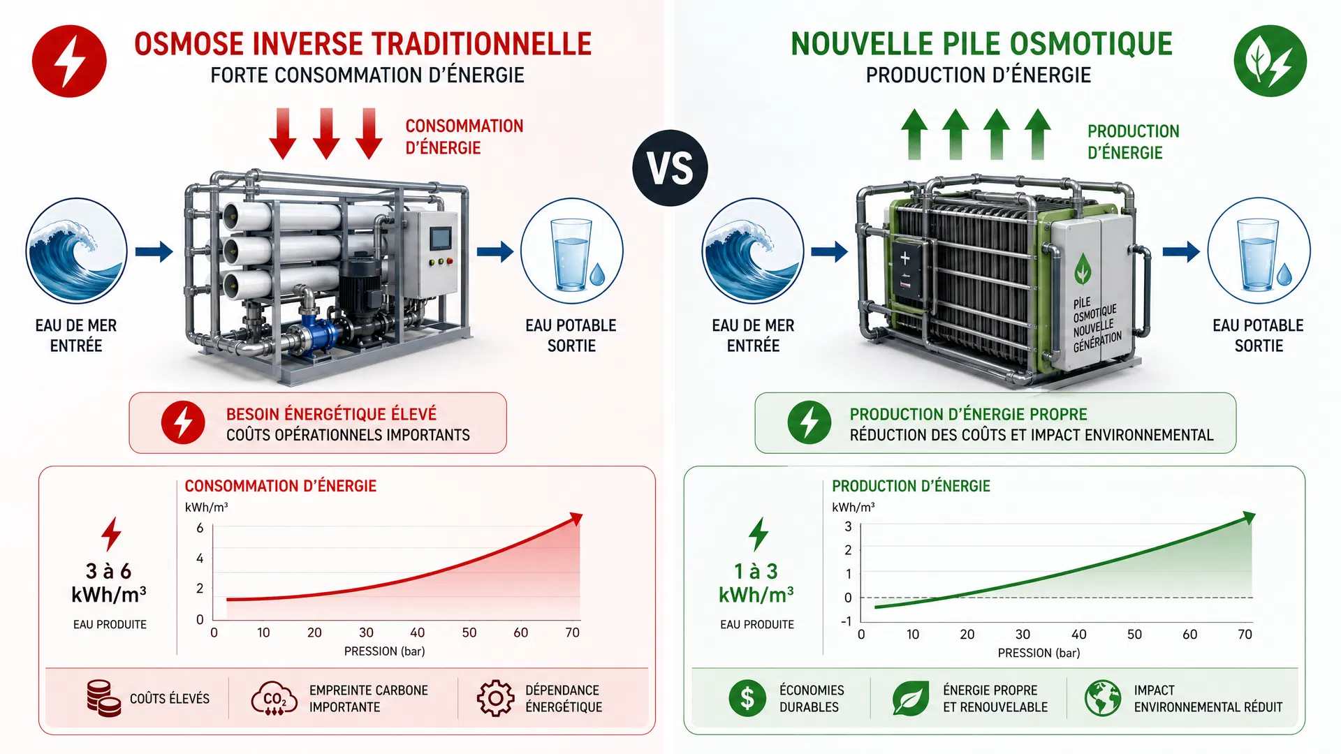 Comparaison entre osmose inverse et nouvelle pile osmotique
