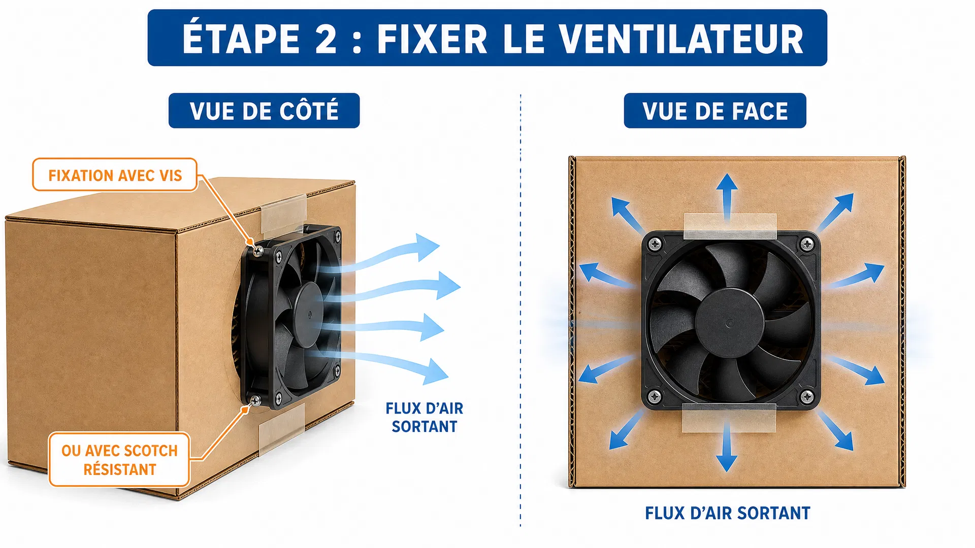 Étape 2 : Fixer le ventilateur
