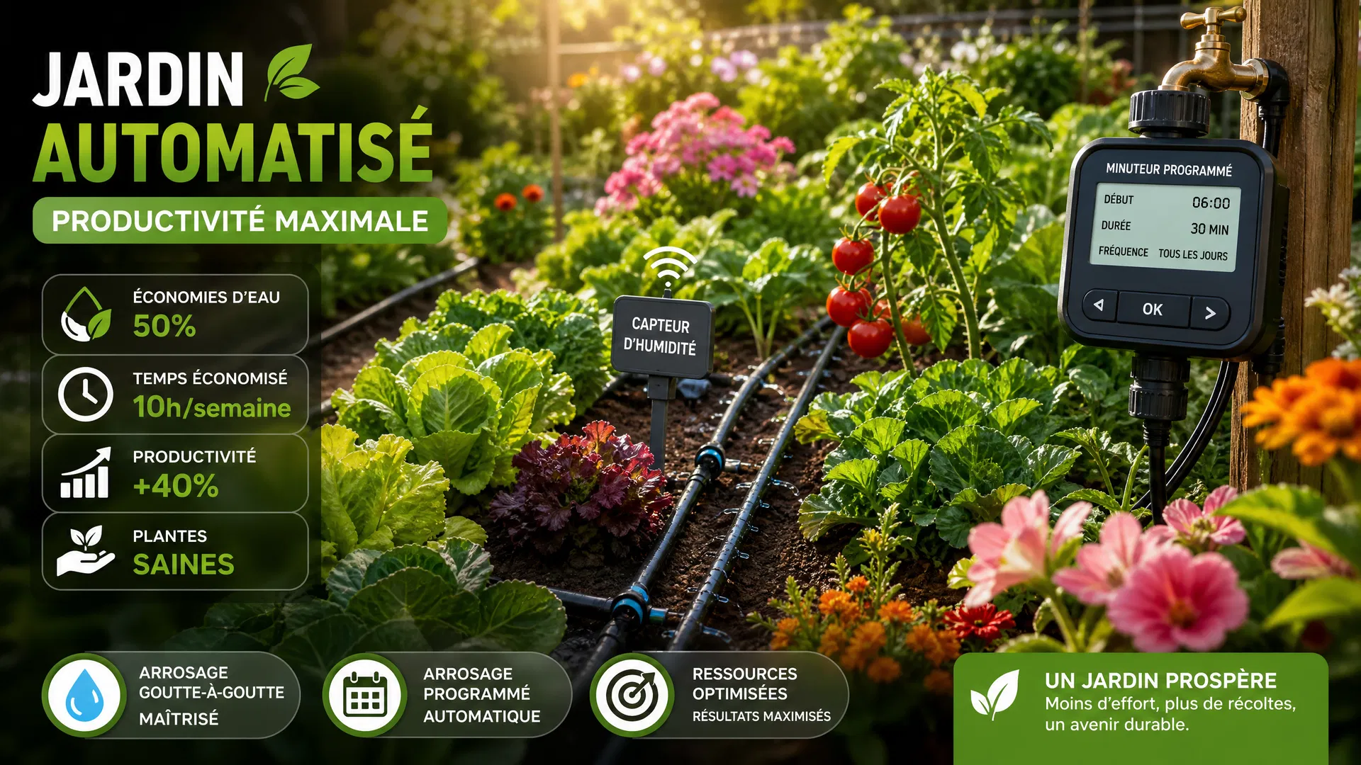 Jardin automatisé avec système d'irrigation DIY