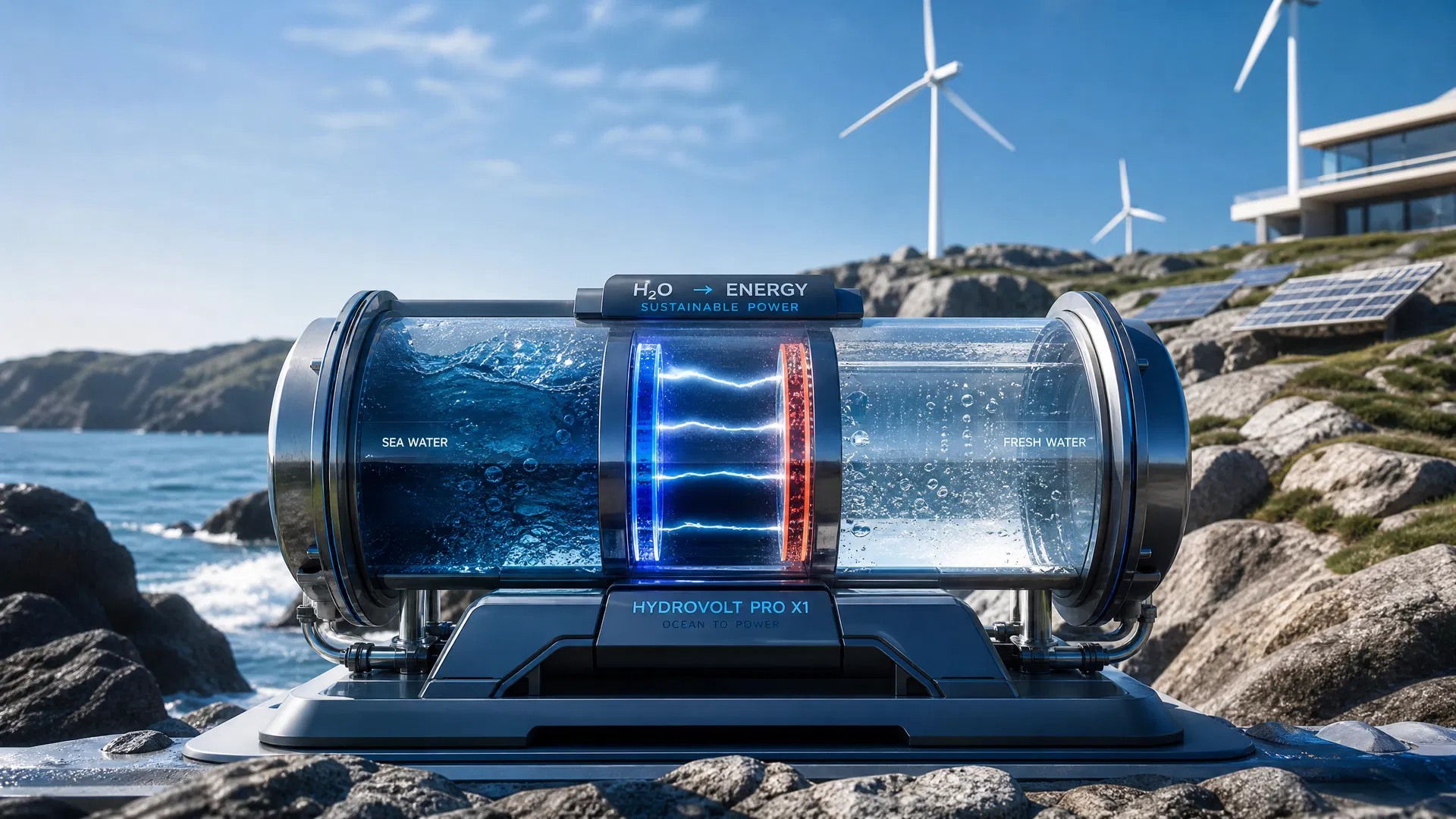 Pile technologique convertissant l'eau de mer en électricité et eau potable